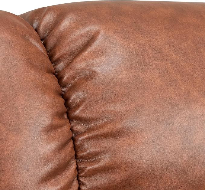 MCombo Swivel Recliners with Ottoman, Reclining TV Chairs with Vibration Massage, Faux Leather Ergonomic Lounge Chair for Living Room Bedroom 4832 (Saddle)