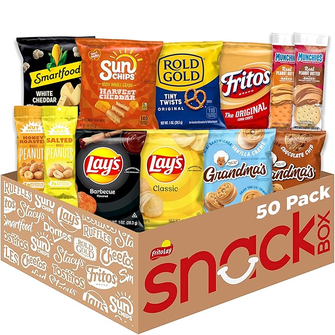 Frito-Lay Sweet & Salty Snacks, Variety Mix of Cookies, Crackers, Chips & Nuts, (Pack of 50)