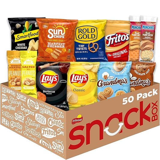 Frito-Lay Sweet & Salty Snacks, Variety Mix of Cookies, Crackers, Chips & Nuts, (Pack of 50)