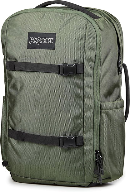JanSport Venture Pack – Travel Pack With Large Main Compartment with Compression Straps, Dual Water Bottle Pockets, Padded Hip Belt & Luggage Trolley Pass-Through, Cargo Green