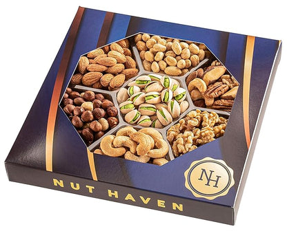 Nuts Gift Basket - Assortment of Sweet & Roasted Salted Gourmet Nuts - Assorted Food Gift Box for Birthday, Family, Sympathy, Men & Women.