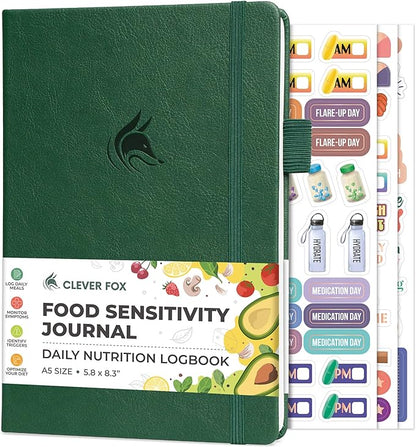 Clever Fox Food Sensitivity Journal – Daily Intolerance & Symptom Log for IBS, Diabetic, Low Fodmap, Elimination Diet – Health Tracker (Forest Green)