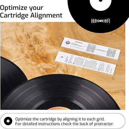 Hudson Hi-Fi Turntable Phonograph LP Phono Cartridge Stylus Alignment Protractor Tool–High Contrast (VTA Sold Separately)