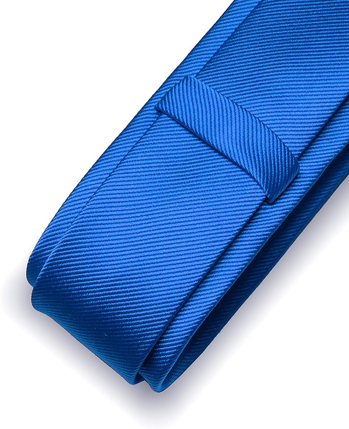 JEMYGINS 2.4" Solid Color Skinny Tie and Pocket Square with Tie Clip Sets for Men (6cm)