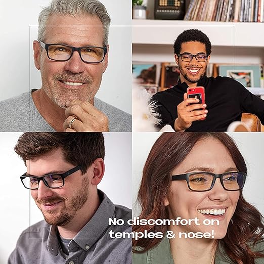 Readerest 0.75 Blue Light Reading Glasses - Lightweight Computer Glasses - Eye Strain, UV Glare Protection (Black)