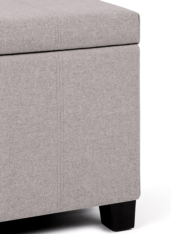 SIMPLIHOME Dover 36 inch Wide Contemporary Rectangle Storage Ottoman Bench in Cloud Grey Linen Look Fabric, Assembled, For the Living Room, Entryway and Family Room