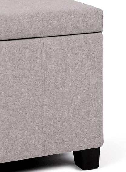 SIMPLIHOME Dover 36 inch Wide Contemporary Rectangle Storage Ottoman Bench in Cloud Grey Linen Look Fabric, Assembled, For the Living Room, Entryway and Family Room