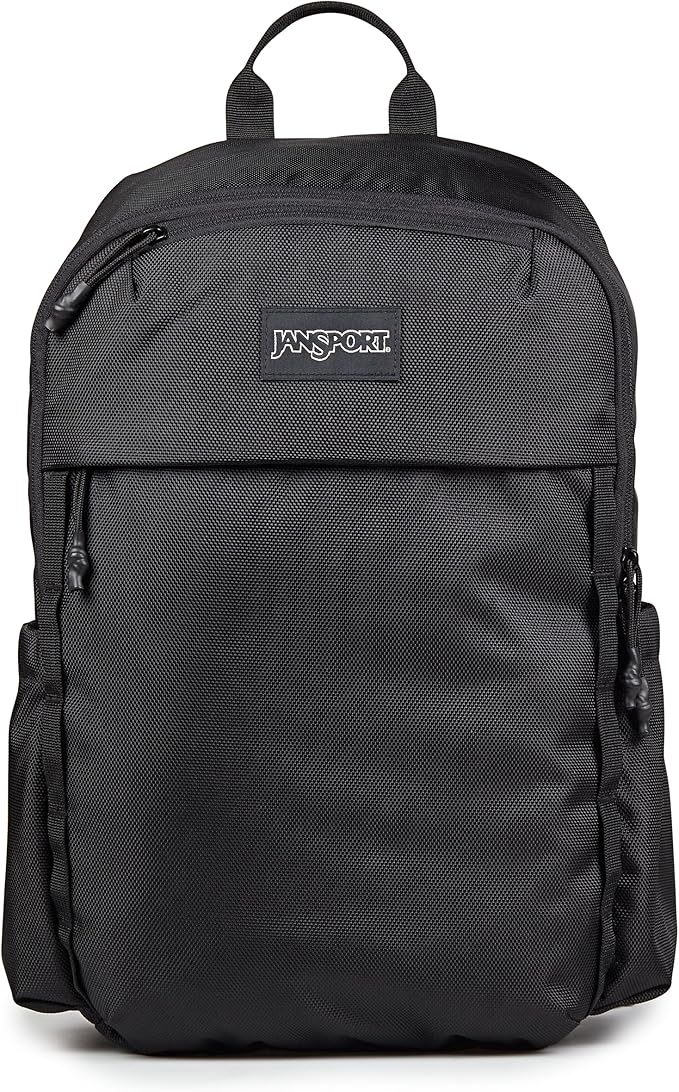 JanSport Venture Daypack – Travel Pack With Large Main Compartment, Padded Laptop Sleeve, Dual Water Bottle Pockets, and Attachment Buckles, Black