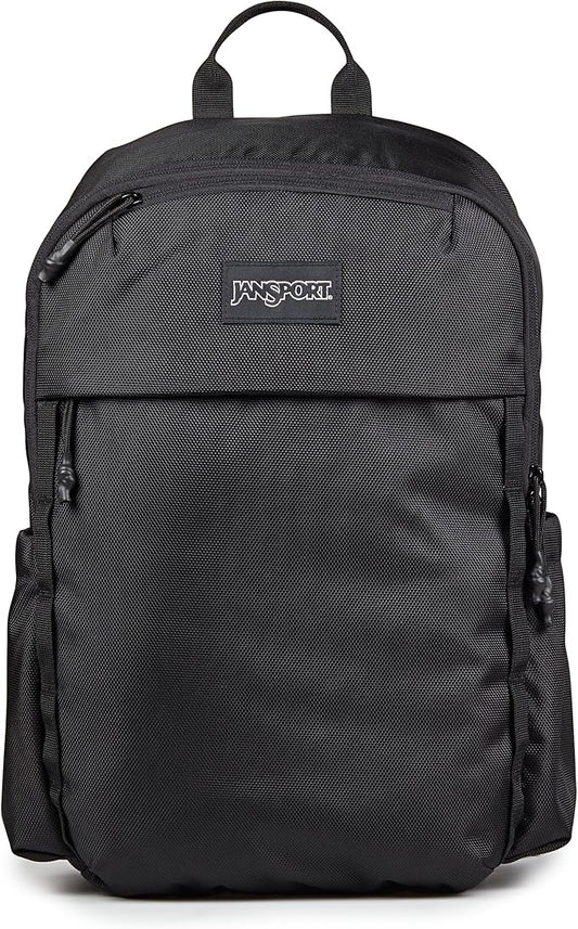 JanSport Venture Daypack – Travel Pack With Large Main Compartment, Padded Laptop Sleeve, Dual Water Bottle Pockets, and Attachment Buckles, Black