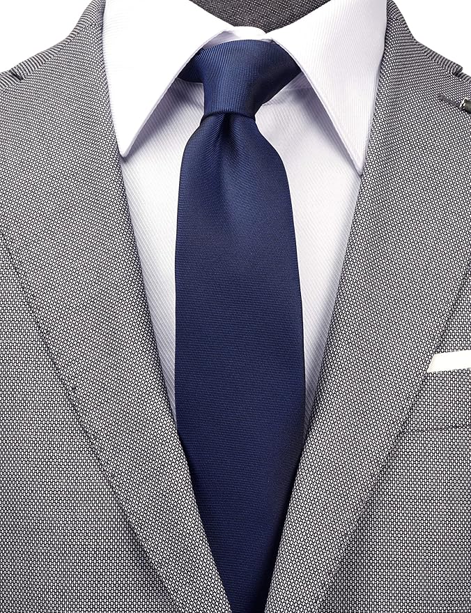 Skinny Solid Ties for Men, 2.5 inch Slim Plain Neckties 4-Pack
