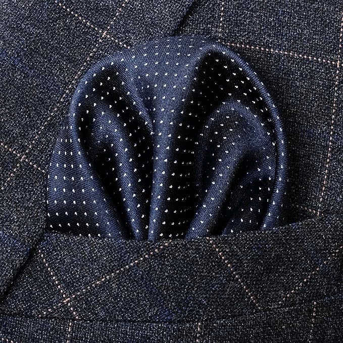 RBOCOTT Mens Woven Tie and Pocket Square with Tie Bar Sets Solid Necktie
