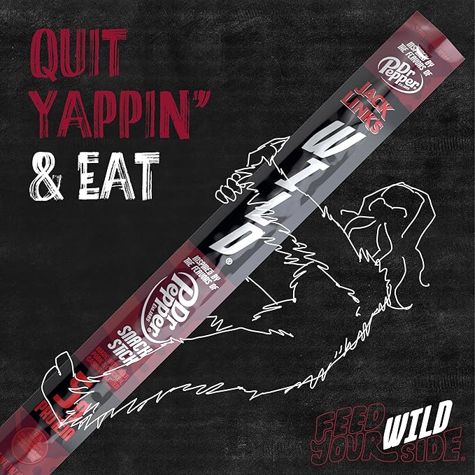 Jack Link's WILD Snack Sticks – Dr Pepper Inspired Flavor, 5g Protein, Keto-Friendly, 1oz x 20 Pack