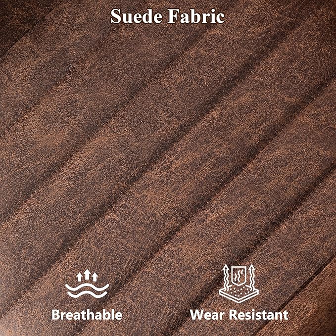 Mid Century Modren Office Chair - Fuax Leather Suede Brown Executive Chairs Ergonomic Mid Back with Lumbar Support, Swivel Computer Desk Task Chair with Wheels for Home Office (Dark Brown, Mid Back)
