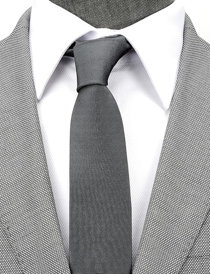 Skinny Solid Ties for Men, 2.5 inch Slim Plain Neckties 4-Pack