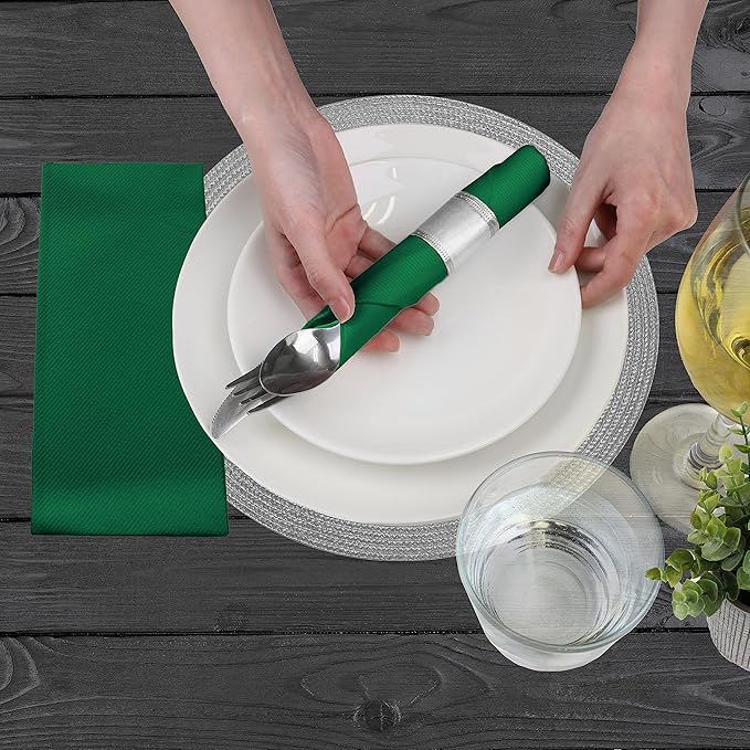 American Homestead Paper Napkins – Disposable Linen-Like Dinner Napkins for Weddings, Parties & Restaurants – 15.75" x 15.75" Green, 100 Count Bulk Pack