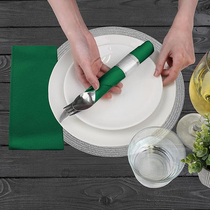 American Homestead Paper Napkins – Disposable Linen-Like Dinner Napkins for Weddings, Parties & Restaurants – 15.75" x 15.75" Green, 100 Count Bulk Pack