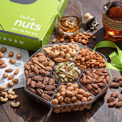 Nuts Gift Basket - Assortment of Sweet & Roasted Salted Gourmet Nuts - Assorted Food Gift Box for Birthday, Family, Sympathy, Men & Women.
