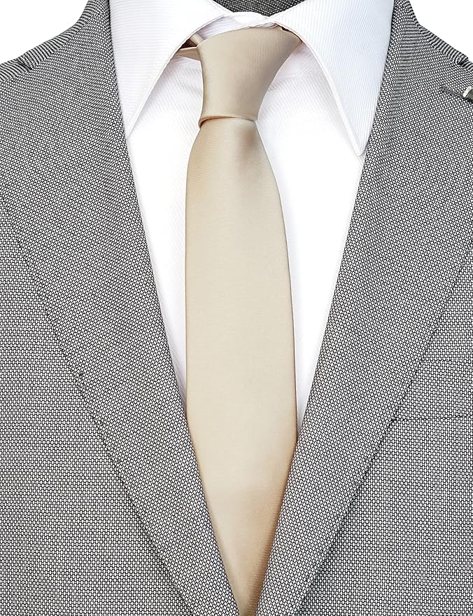 Skinny Solid Ties for Men, 2.5 inch Slim Plain Neckties 4-Pack