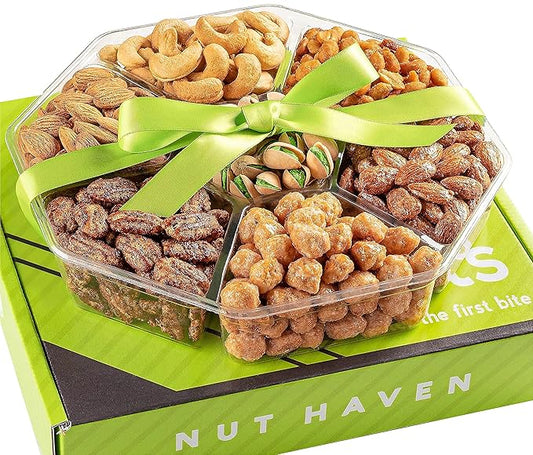 Nuts Gift Basket - Extra Large Assortment of Sweet & Roasted Salted Gourmet Nuts - Assorted Food Gift Box for Birthday, Family, Sympathy, Men & Women.