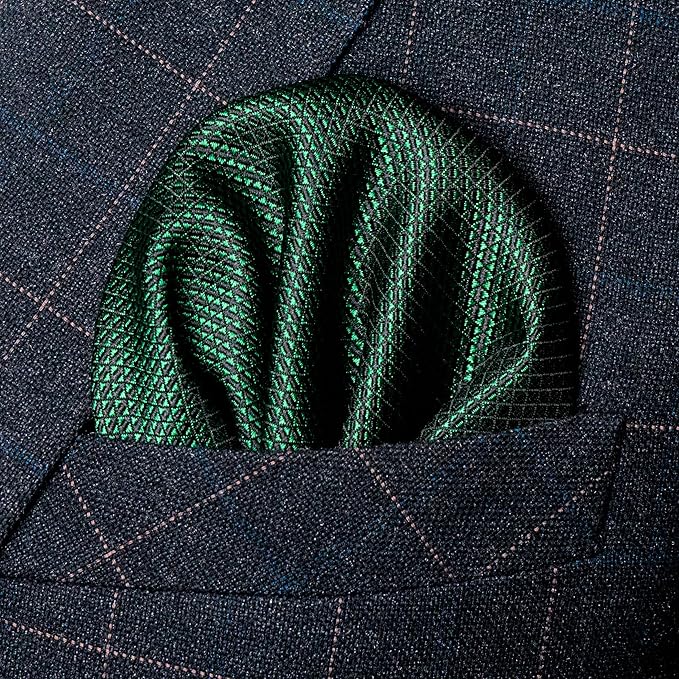 RBOCOTT Mens Woven Tie and Pocket Square with Tie Bar Sets Solid Necktie