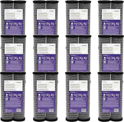 Whirlpool CTO Carbon Wrap Water Filter WHKF-WHWC, Full Case of 24 Filters, NSF Certified 5-Micron Reduces Sediment, Chlorine Taste & Odor for Whole House Filtration or Undersink Drinking System