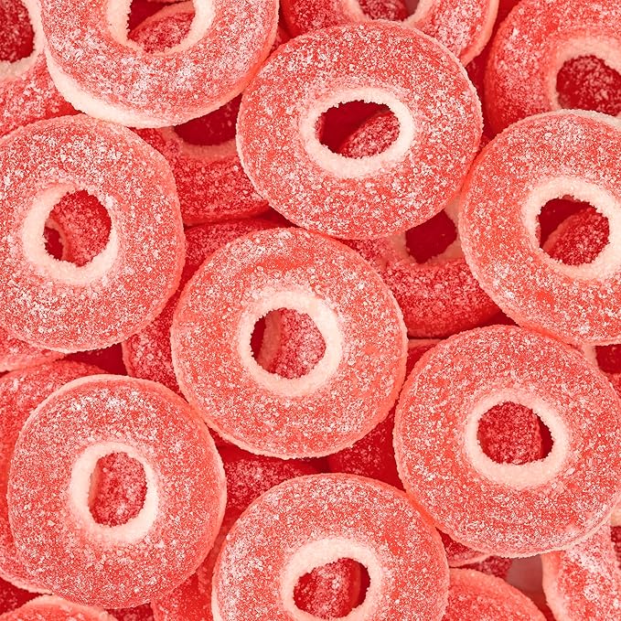 Kervan Candy Bebeto Strawberry Rings - Fruity, Soft, Sweet & Sour Gummy Candy Bulk for Kids, Gift Snacks and Parties - Strawberry Ring Gummies Big Party Size Bag (5 lbs)