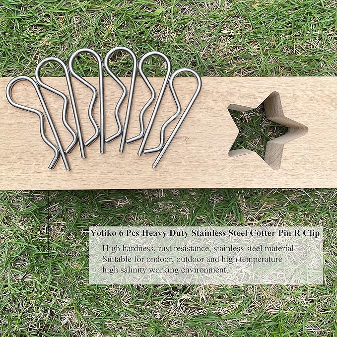 6 Pcs Heavy Duty Stainless Steel Spring Retaining Wire R Clips M3.5x75 Keeper Pins for Trailer Pin Clips Lock System