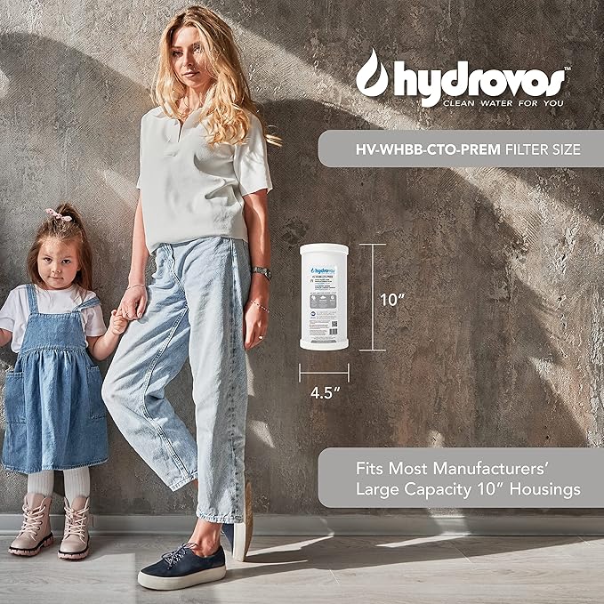 HYDROVOS Radial Flow 10" x 4.5" Carbon Whole House Water Filter, NSF Certified Reduces Sediment, Chlorine, Fits WHKF-DWHBB, WH-HD200-C, GXWH40L, DB10C, AO-WH-PREL, 150237 Big Blue