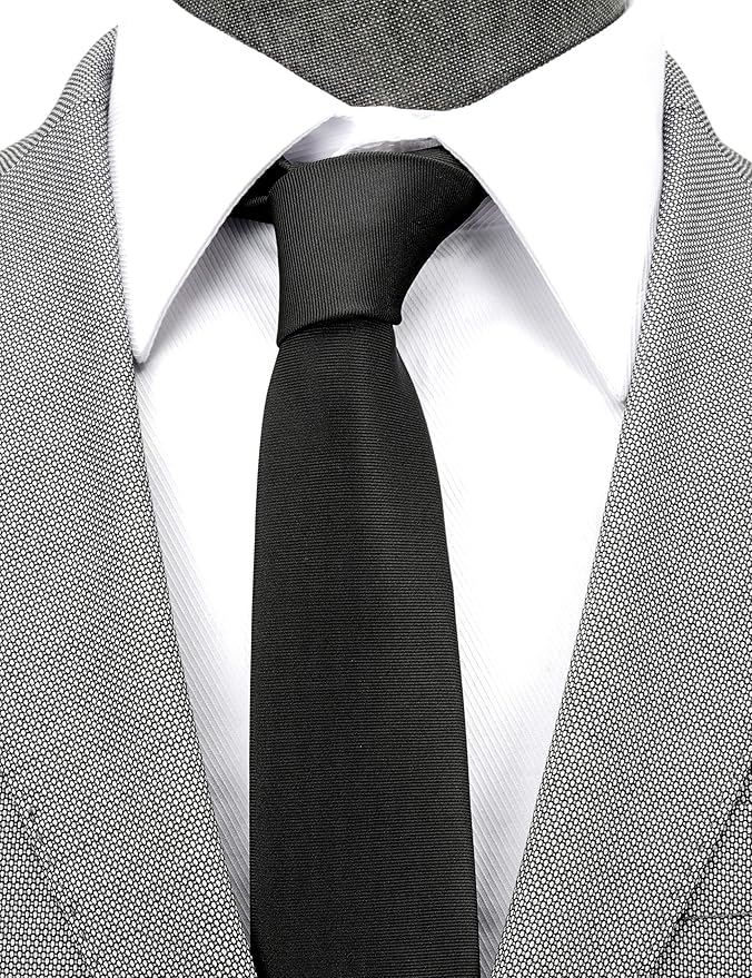 Skinny Solid Ties for Men, 2.5 inch Slim Plain Neckties 4-Pack