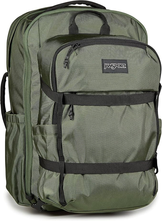 JanSport Venture Pack System – Travel Pack With Large Main Compartment, 4 Water Bottle Pockets, Adjustable Torso Length, Perimeter Wireframe Suspension, Tuck-Away Straps, Padded Hip Belt, Cargo Green