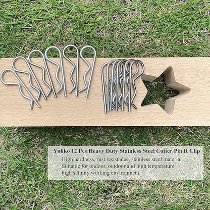 12 Pcs Heavy Duty Stainless Steel Cotter Pin R Clip Spring Retaining Wire Hair Pins for Trailer Lock System M3x60 Keeper