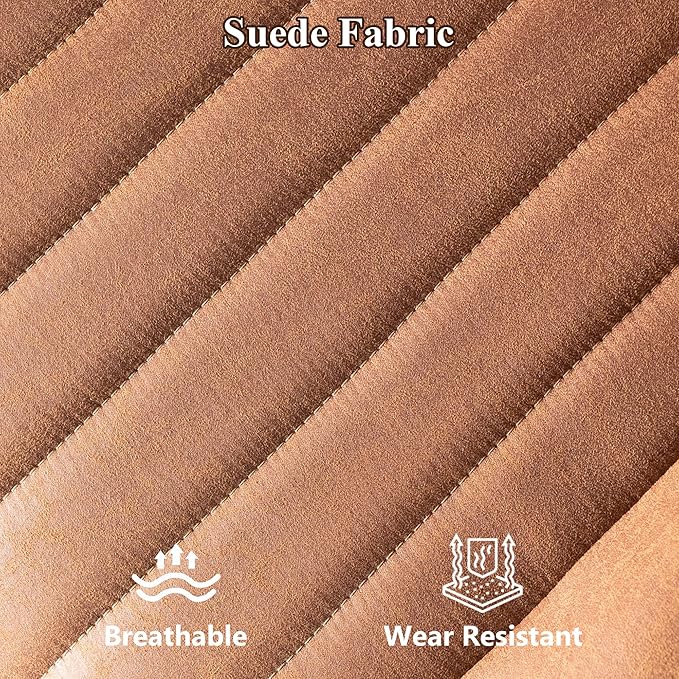 Mid Century Modren Office Chair - Fuax Leather Suede Brown Executive Chairs Ergonomic Mid Back with Lumbar Support, Swivel Computer Desk Task Chair with Wheels for Home Office (Brown, Mid Back)