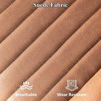 Mid Century Modren Office Chair - Fuax Leather Suede Brown Executive Chairs Ergonomic Mid Back with Lumbar Support, Swivel Computer Desk Task Chair with Wheels for Home Office (Brown, Mid Back)