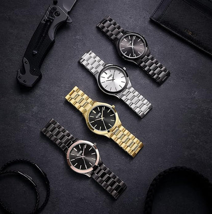 BUREI Men Watches Fashion Analog Stainless Steel Quartz Waterproof Watches,Gift for Men.