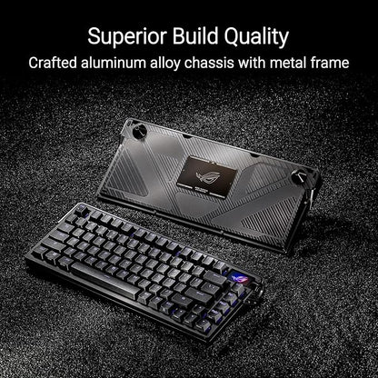 ASUS ROG Azoth Extreme Wireless Mechanical Gaming Keyboard – 75% TKL, ROG NX Snow Linear Switches, PBT Keycaps, Aluminum Chassis, Carbon Fiber, Gasket Mount, Color OLED Screen, PC/Mac Support - Black