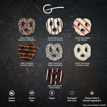 Gluten Free Palace Chocolate Covered Pretzels Gift Box – Holiday Gluten Free Treats for Thanksgiving, Christmas, and New Year – Gourmet Snack Basket for Men and Women (4 Flavors)
