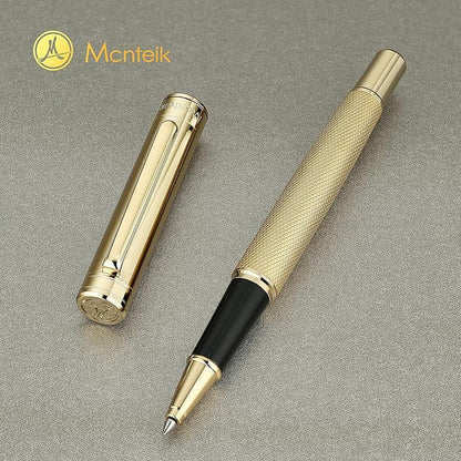 Gold Rollerball Pen, Stunning Luxury Pen with Mesh Texture Design and 24K Gold Finish, Fancy Gift Set for Men & Women, Business Signature, Executive, Office, Nice Fancy Designer Pens