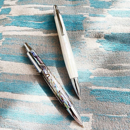 LACHIEVA LUX Abalone Shell Mechanical Pencil 0.7mm, Luxury Metal Pencil for Drawing and Sketching, Includes 12 Lead Refills