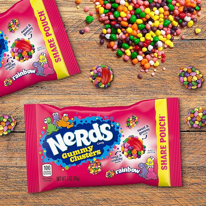 Nerds Gummy Clusters Candy, Rainbow, Springtime Easter Candy, 3 Ounce Pouches (Pack of 24)