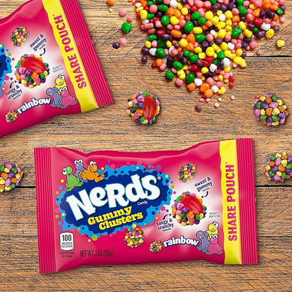 Nerds Gummy Clusters Candy, Rainbow, Springtime Easter Candy, 3 Ounce Pouches (Pack of 24)