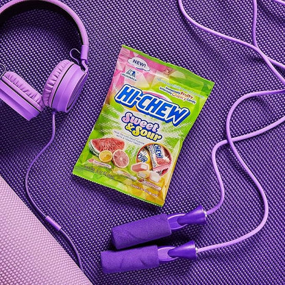 HI-CHEW Sweet & Sour Mix, Pack of 6 Bags, 3.17oz each - Watermelon Lemon Grapefruit | Unique Fun Soft & Chewy Candy, Immensely Juicy Fruity Candy Flavors, Individually Wrapped for Sharing