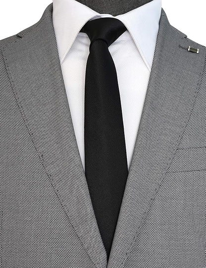 Skinny Solid Ties for Men, 2.5 inch Slim Plain Neckties 4-Pack