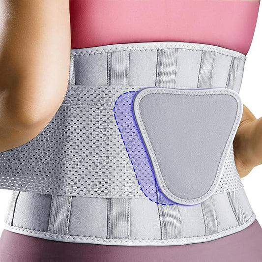 FEATOL Back Brace for Lower Back Pain Women, Breathable Back Support Belt for Women & Men with Lumbar Pad, Lumbar Support Belt for Heavy Lifting & Work, Scoliosis, Grey, 2XL (Circumference:38.6-51.2")