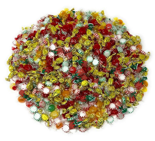 Holiday American Old Fashioned Hard Candy - 10 lbs - Peppermint and Spearmint Starlights, Cinnamon Disks, Butterscotch, Strawberry Jelly Filled Candy and Fruity Hard Candy - Bulk Holiday Classics Assortment- Individually Wrapped, 160 oz.