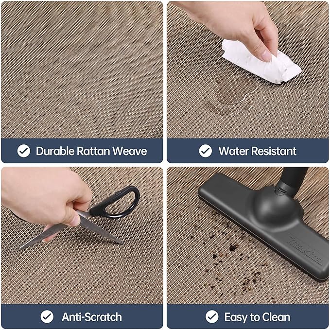 Office Chair Mat for Hardwood Floor, 46" x 60" Desk Computer Chair Mats for Hard Wood, Anti-Slip Easy Glide Rolling Floor Protector Mat, Under Desk Mat for Home Office, Dark Brown
