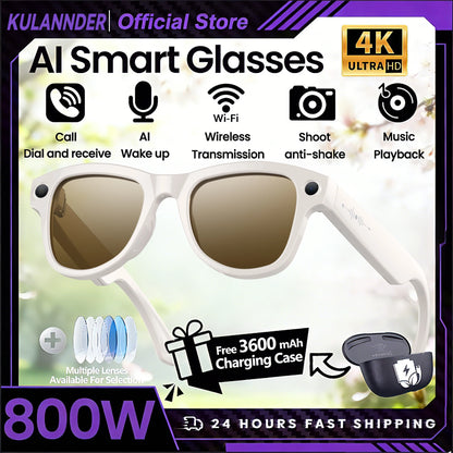 KULANNDER Smart AI Glasses 2026 M02 Ultra | 8MP Camera, 3600mAh, 120+ Languages, ChatGPT, 32GB