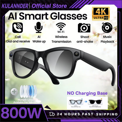 KULANNDER Smart AI Glasses 2026 M02 Ultra | 8MP Camera, 3600mAh, 120+ Languages, ChatGPT, 32GB