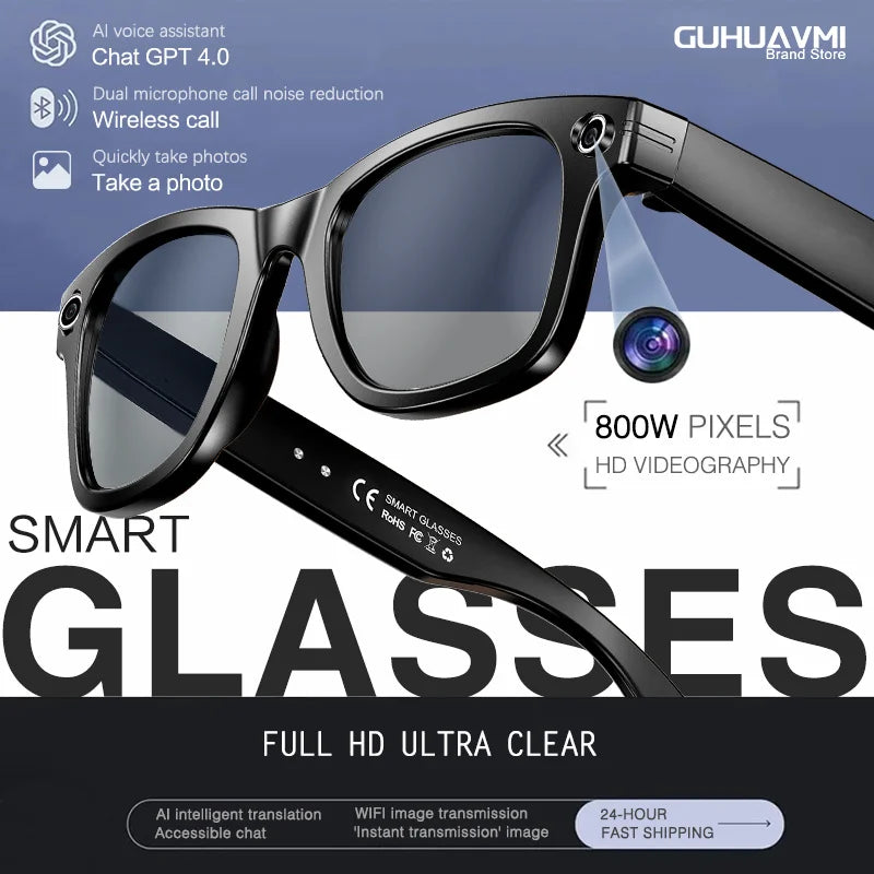 GUHUAVMI W610 AI Smart Glasses 2026 | 8MP Dual Camera, ChatGPT 4.0, Bluetooth, Voice Translation