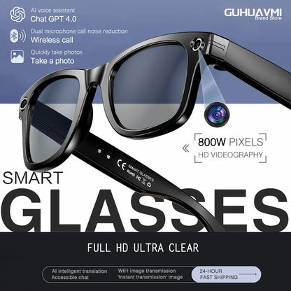 GUHUAVMI W610 AI Smart Glasses 2026 | 8MP Dual Camera, ChatGPT 4.0, Bluetooth, Voice Translation