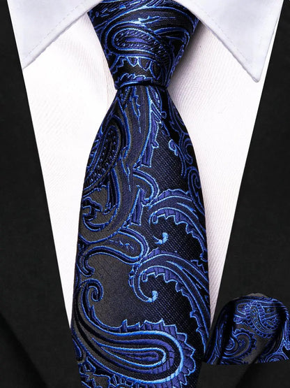 Hi-Tie Boy Silk Tie For Children Navy Blue Plaid Luxury Designer Handky Child Necktie 120CM Long 6CM Wide Fashion Student Tie